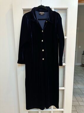 Vintage Melissa Collection 80’s Navy Velvet Whimsigoth Glam Rock Coat Size L
